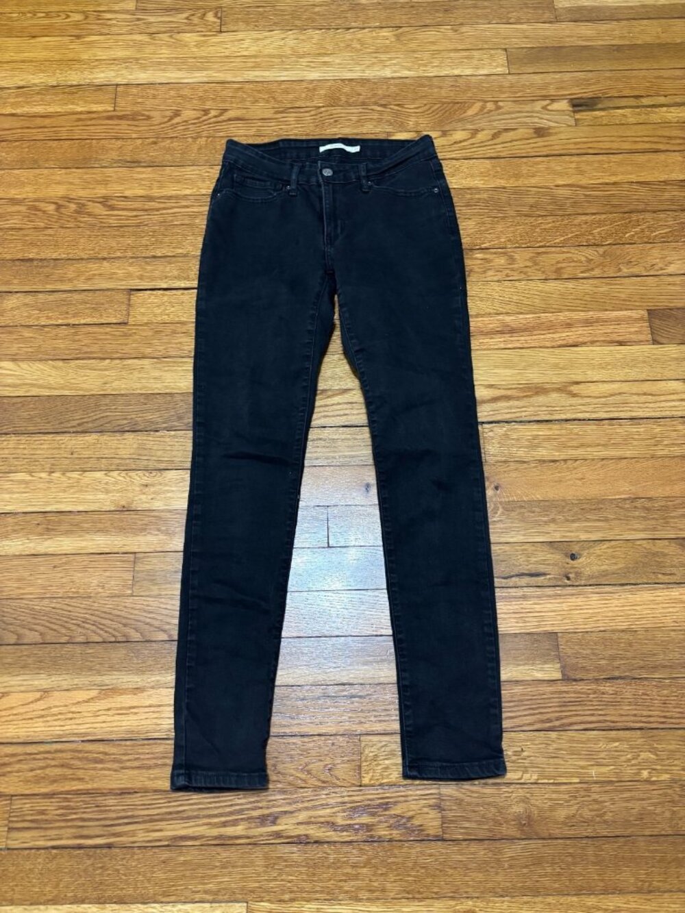 Levi's Women's 711 Skinny Jeans Size 27 Black Dark Wash Stretch Denim Mid Rise